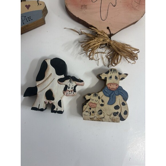 Vintage Wood Cow Lot 5 Pieces Free standing And wall Mounted - Picture 6 of 6